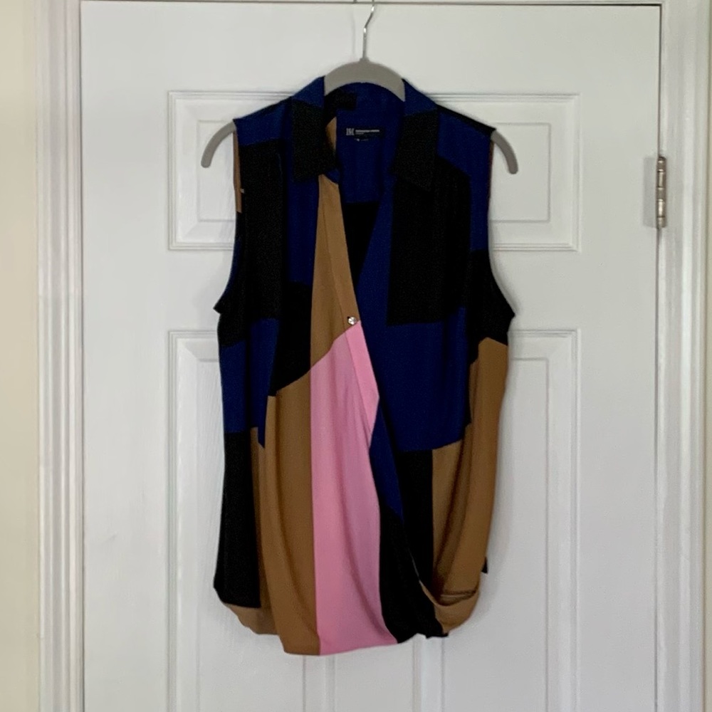INC International Concepts Macy’s Color Block Drape Front Tank Size 1X